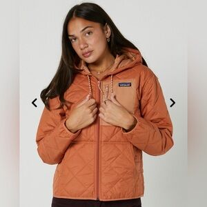 PATAGONIA Womens Diamond Quilted Bomber Hoody in Sienna Clay sz S